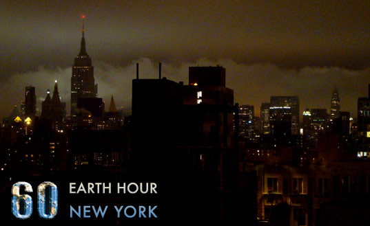 En bild från Earth hour i New York.