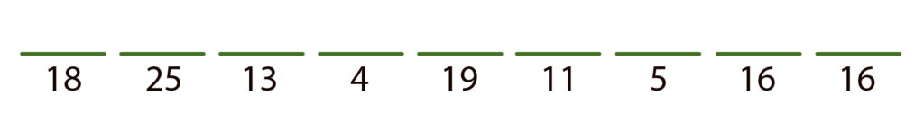 18 25 13 4 19 11 5 16 16