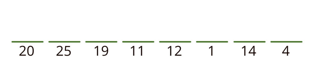 20 25 19 11 12 1 14 4